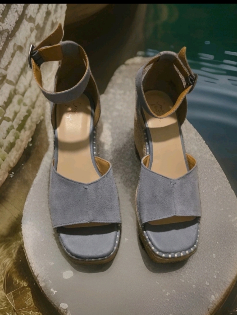 Pre-loved Crown Vintage Women’s Jaussie Cornflower Blue Espadrille Wedge Sandal - Picture 2 of 8